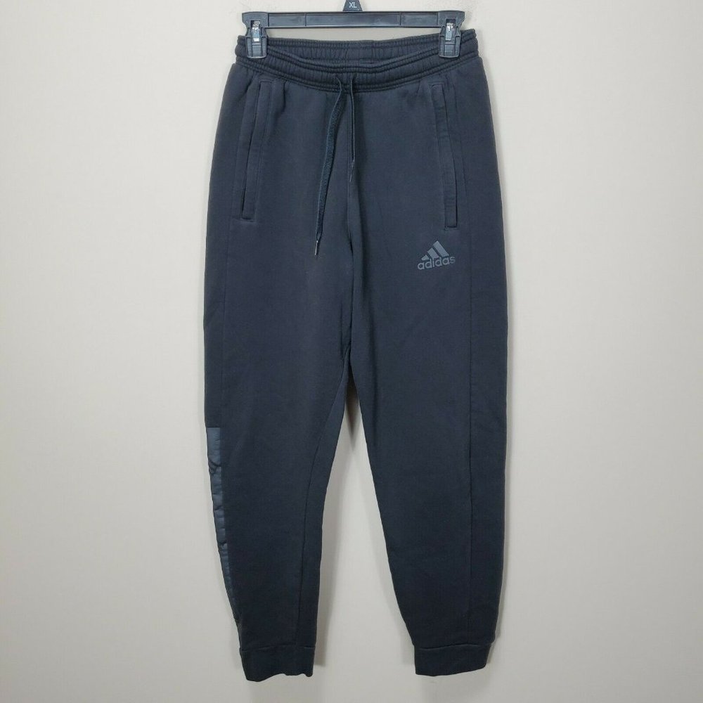 Adidas Tango Mens Size Small Tapered Jogger Sweatpants Black Pull on zip pockets